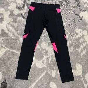 Victoria’s Secret PINK Black Ultimate Neon Pink Trim Leggings